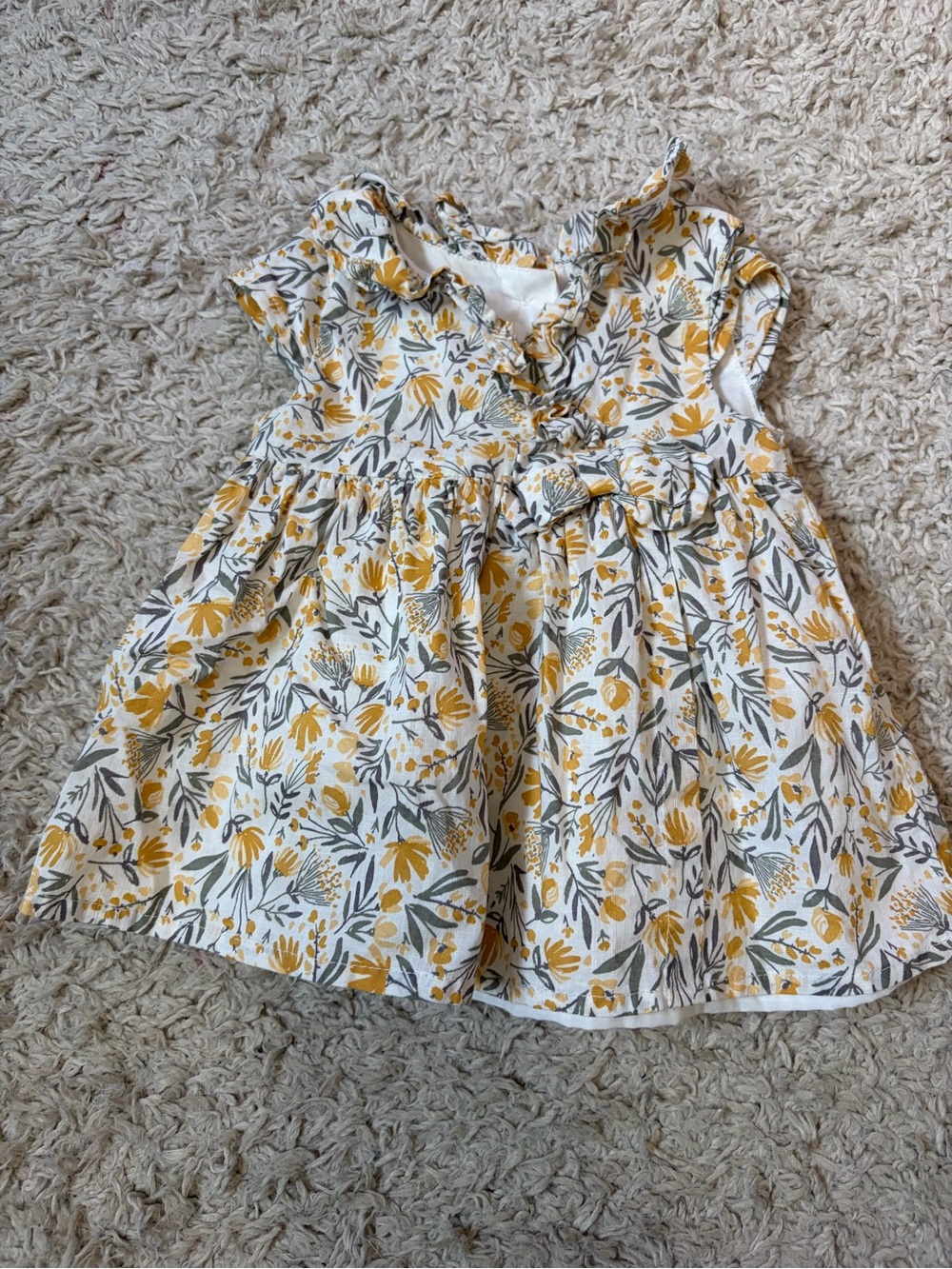 Tommy Bahama Yellow & Gray Floral Baby Dress